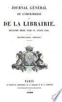 Bibliographie de la France, ou Journal général de l'imprimerie et de la librairie