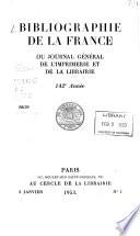 Bibliographie de la France, ou Journal général de l'imprimerie et de la librairie