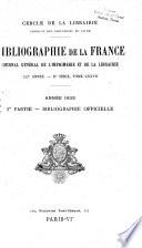 Bibliographie de la France, ou Journal général de l'imprimerie et de la librairie