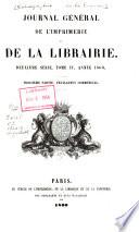 Bibliographie de la France, ou Journal général de l'imprimerie et de la librairie