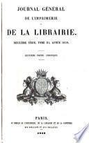 Bibliographie de la France, ou Journal général de l'imprimerie et de la librairie