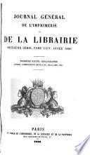 Bibliographie de la France, ou Journal général de l'imprimerie et de la librairie