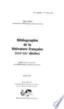 Bibliographie de la littérature française (XVIe-XXe siècles).