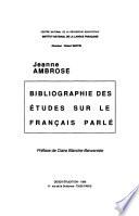 Bibliographie des études sur le français parlé