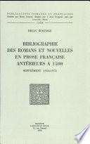 Bibliographie des romans et nouvelles en prose française antérieurs à 1500
