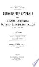 Bibliographie générale des sciences juridiques, politiques, économiques et sociales de 1800 à 1925-1926