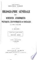 Bibliographie générale des sciences juridiques, politiques, économiques et sociales de 1800 à 1925-1926