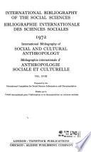 Bibliographie Internationale D'anthropologie Sociale Et Culturelle