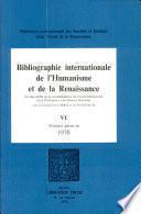 Bibliographie Internationale de l''Humanisme et de la Renaissance