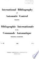 Bibliographie Internationale de la Commande Automatique