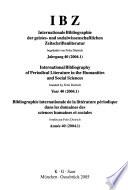 Bibliographie internationale de la littérature périodique dans les domaines des sciences humaines et sociales