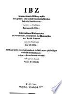 Bibliographie internationale de la littérature périodique dans les domaines des sciences humaines et sociales