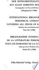 Bibliographie internationale de la littérature périodique dans tous les domaines de la connaissance