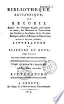 Bibliothèque britannique. Littérature