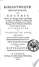 Bibliothèque britannique. Littérature