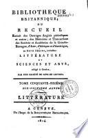 Bibliothèque britannique. Littérature