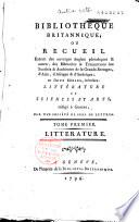 Bibliothèque britannique. Littérature