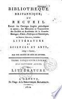 Bibliothèque britannique. Littérature