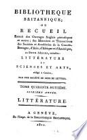 Bibliothèque britannique; ou recueil extrait des ouvrages anglais périodiques et autres
