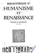 Bibliotheque d'humanisme et renaissance