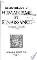 Bibliothèque d'humanisme et Renaissance
