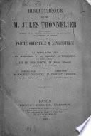 Bibliothèque de feu M. Jules Thonnelier, Orientaliste...