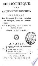 Bibliothèque des anc. philosophes [Pythagore, Hiérocleè, Platon]