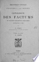 Bibliothèque nationale, département des imprimés. Catalogue des factums et d'autres documents judiciaires antérieurs à 1790 par A. Corda (continué par A.Trudon des Ormes).