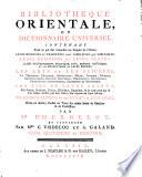 Bibliothèque Orientale, Ou Dictionnaire Universel