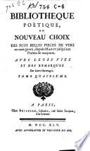 Bibliothèque poétique, ou, nouveau choix des plus belles pièces de vers