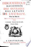 Bibliothèque raisonnée des ouvrages des savans de l'Europe