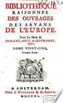 Bibliothèque raisonnée des ouvrages des savans de l'Europe