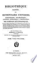 Bibliothèque sacrée, ou, Dictionnaire universel historique, dogmatique, canonique, géographique et chronologique des sciences ecclésiastiques, par les révérends pères Richard et Giraud