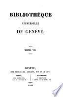 Bibliothèque universelle de Genève. Nouvelle série