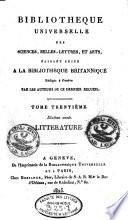 Bibliothèque universelle des sciences, belles-lettres et arts