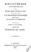 Bibliothèque universelle des sciences, belles-lettres, et arts