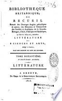 Bibliothèque universelle des sciences, belles-lettres et arts. Littérature