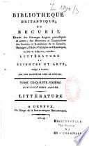 Bibliothèque universelle des sciences, belles-lettres et arts. Littérature