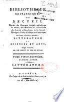 Bibliothèque universelle des sciences, belles-lettres et arts. Littérature