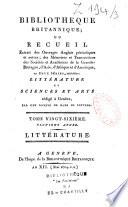 Bibliothèque universelle des sciences, belles-lettres et arts. Littérature