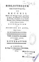 Bibliothèque universelle des sciences, belles-lettres et arts. Littérature