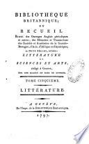 Bibliothèque universelle des sciences, belles-lettres et arts. Littérature