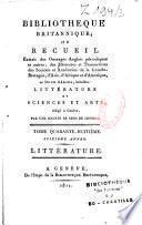Bibliothèque universelle des sciences, belles-lettres et arts. Littérature