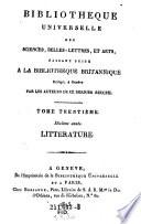 Bibliotheque universelle des sciences, belleslettres, et arts, faisant suite a la Bibliotheque Britannique
