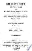 Bibliotheque universelle des sciences, belleslettres, et arts, faisant suite a la Bibliotheque Britannique