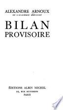 Bilan provisoire