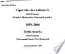 Birth Records, Saint-François, Madawaska County, New Brunswick, 1859-2006