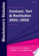 Blackstone's Statutes on Contract, Tort and Restitution 2021-2022