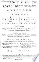 Boyer's Royal Dictionary Abridged