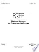 BREF, Bulletin de recherche sur l'enseignement du français